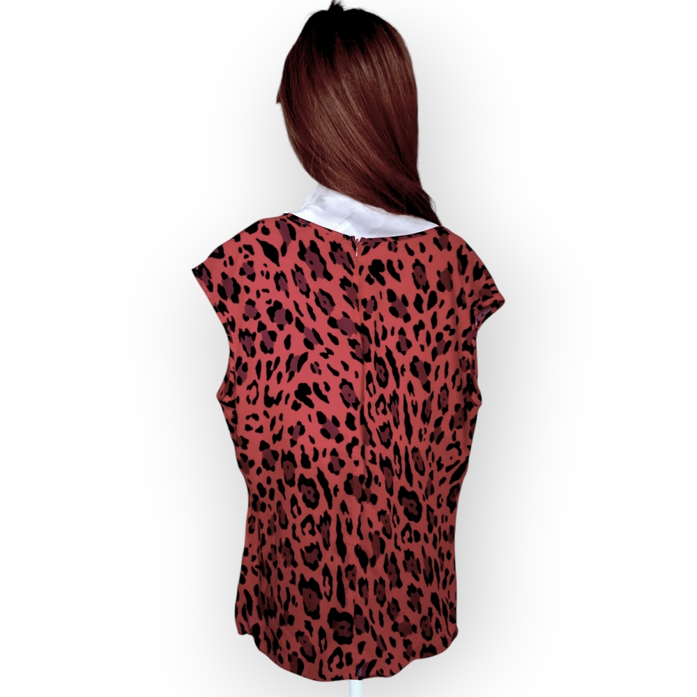 Red Animal Print Wrap Blouse - Picture 3 of 8
